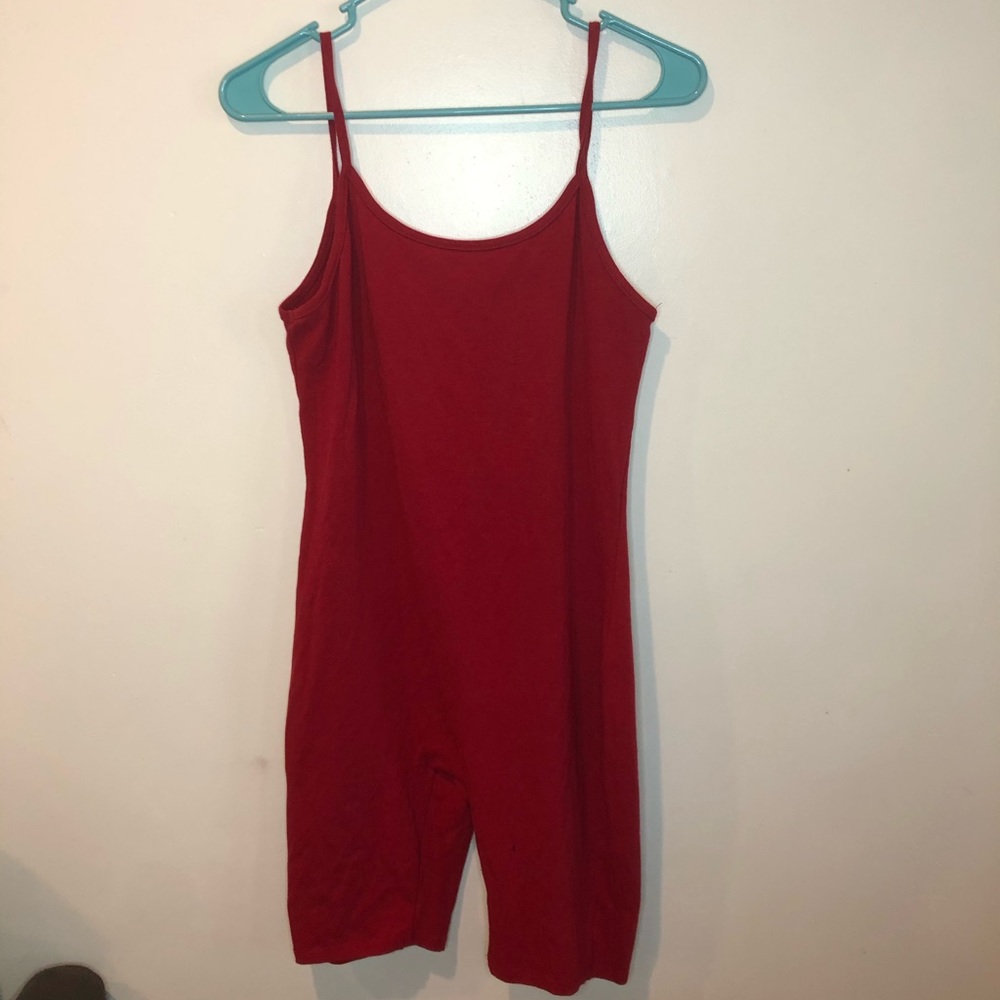 Red biker short jumpsuit